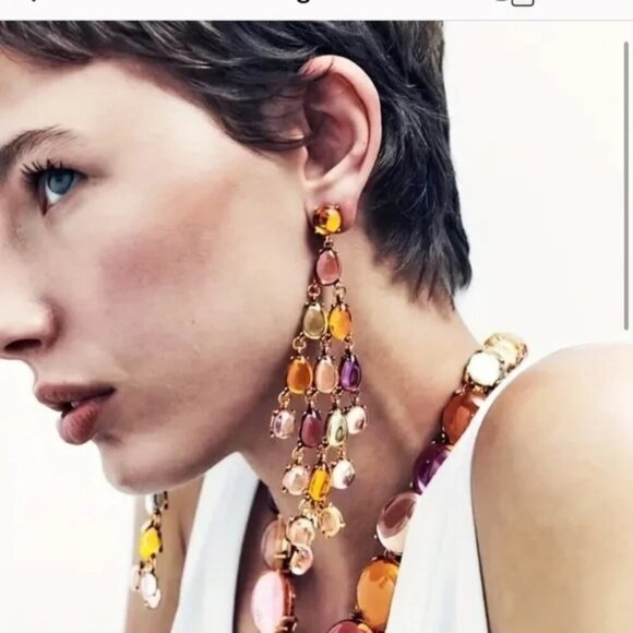 Zara Jewelry - Zara Resin Waterfall Drop Dangle Earrings NWT